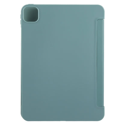 For iPad Pro 11 2025 / 2024 GEBEI 3-folding Holder Shockproof Flip Leather Tablet Case(Dark Green) by GEBEI