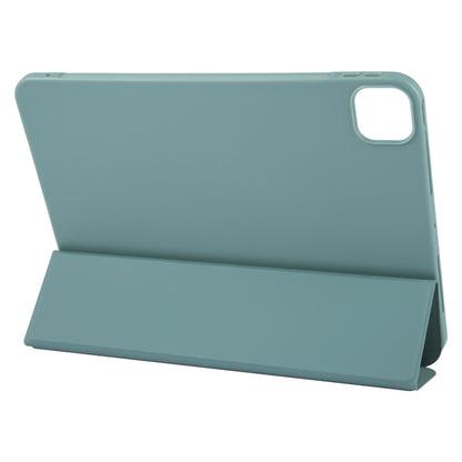 For iPad Pro 11 2025 / 2024 GEBEI 3-folding Holder Shockproof Flip Leather Tablet Case(Dark Green) by GEBEI