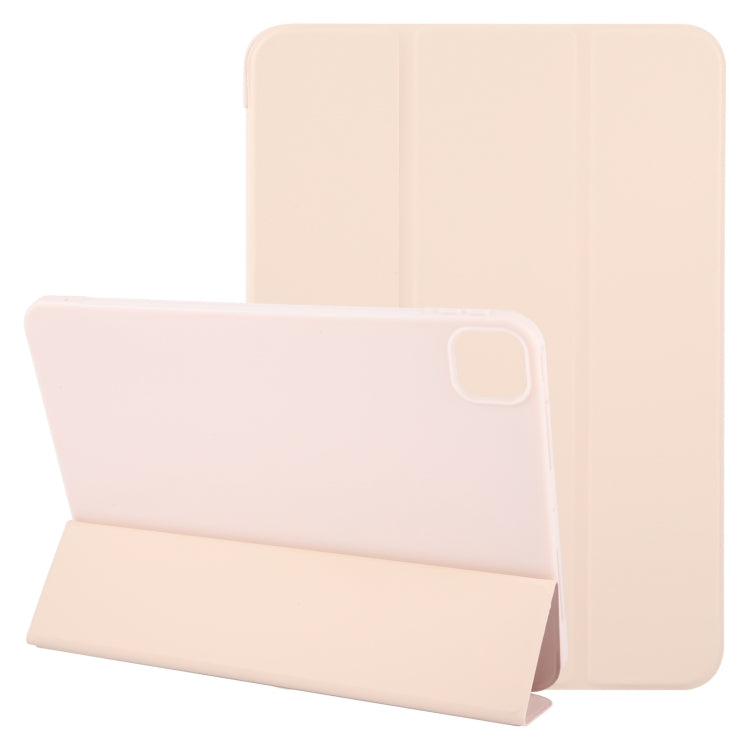For iPad Pro 11 2025 / 2024 GEBEI 3-folding Holder Shockproof Flip Leather Tablet Case(Pink) by GEBEI