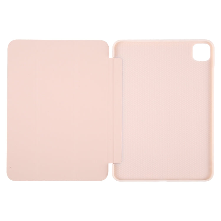 For iPad Pro 11 2025 / 2024 GEBEI 3-folding Holder Shockproof Flip Leather Tablet Case(Pink) by GEBEI