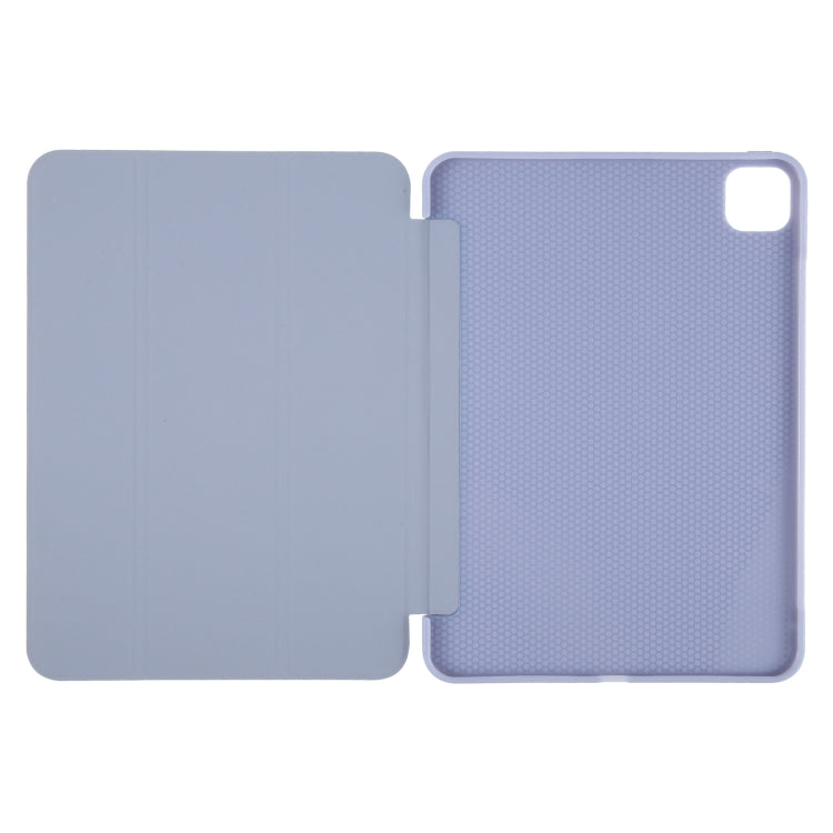 For iPad Air 13 2025 / 2024 GEBEI 3-folding Holder Shockproof Flip Leather Tablet Case(Light Purple) by GEBEI