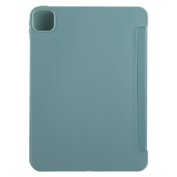 For iPad Air 13 2025 / 2024 GEBEI 3-folding Holder Shockproof Flip Leather Tablet Case(Dark Green) by GEBEI