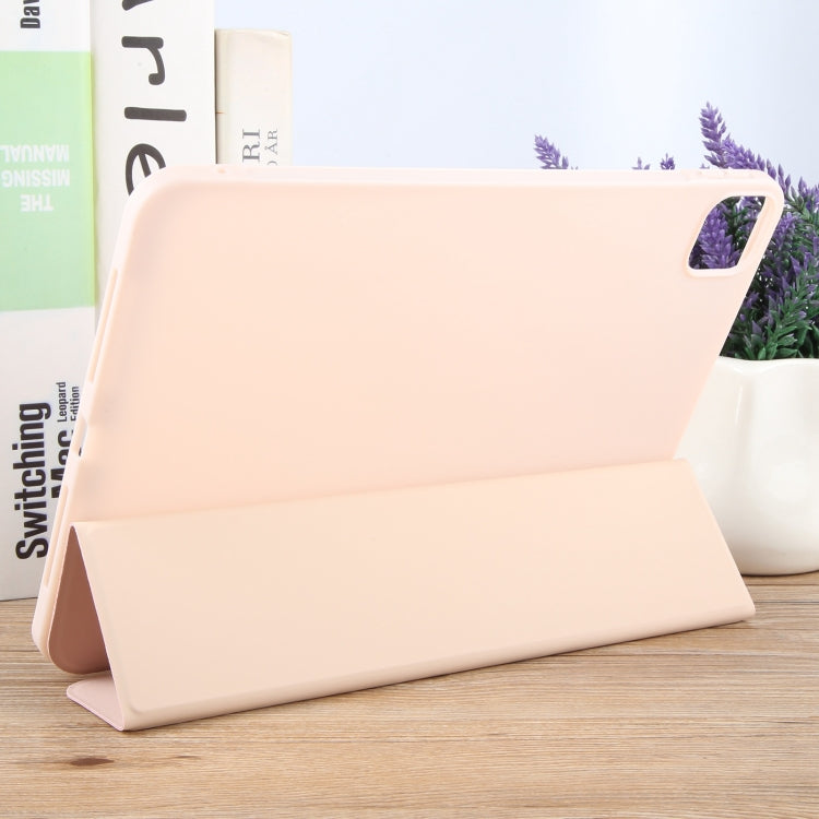 For iPad Pro 13 2025 / 2024 GEBEI 3-folding Holder Shockproof Flip Leather Tablet Case(Pink) by GEBEI