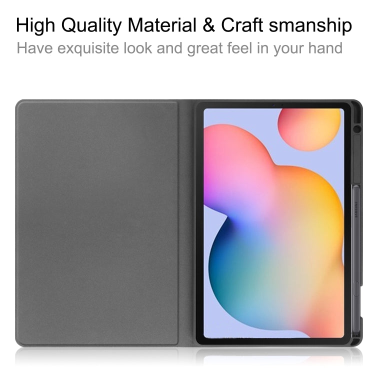 For Samsung Galaxy Tab S6 Lite P610 / P615 Cowhide Texture TPU Tablet Horizontal Flip Leather Case with Holder & Sleep / Wake-Up Function & Pen Slot(Sky Blue) by bashfashion