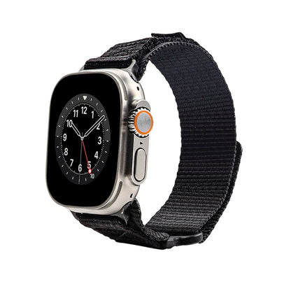 Nylon Two Section Watch Band For Apple Watch 8 41mm(Black) by bashfashion