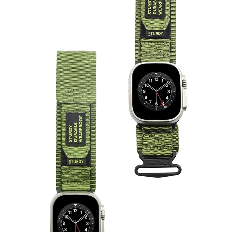 Nylon Two Section Watch Band For Apple Watch 8 45mm(Dark Green) by bashfashion