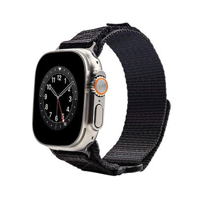 Nylon Two Section Watch Band For Apple Watch SE 2023 44mm(Black) by bashfashion