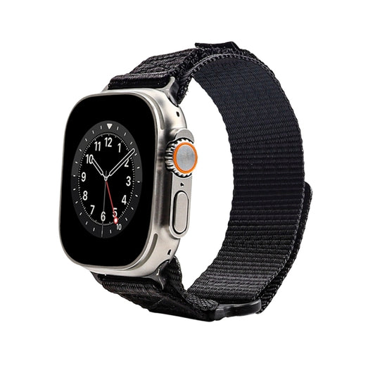 Nylon Two Section Watch Band For Apple Watch SE 2023 44mm(Black) by bashfashion