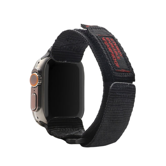 Nylon Two Section Watch Band For Apple Watch 9 45mm(Black) by bashfashion