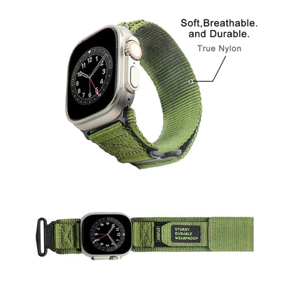 Nylon Two Section Watch Band For Apple Watch 9 45mm(Dark Green) by bashfashion