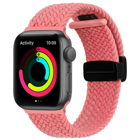 Magnetic Fold Clasp Woven Watch Band For Apple Watch Ultra 49mm(Pink) by bashfashion