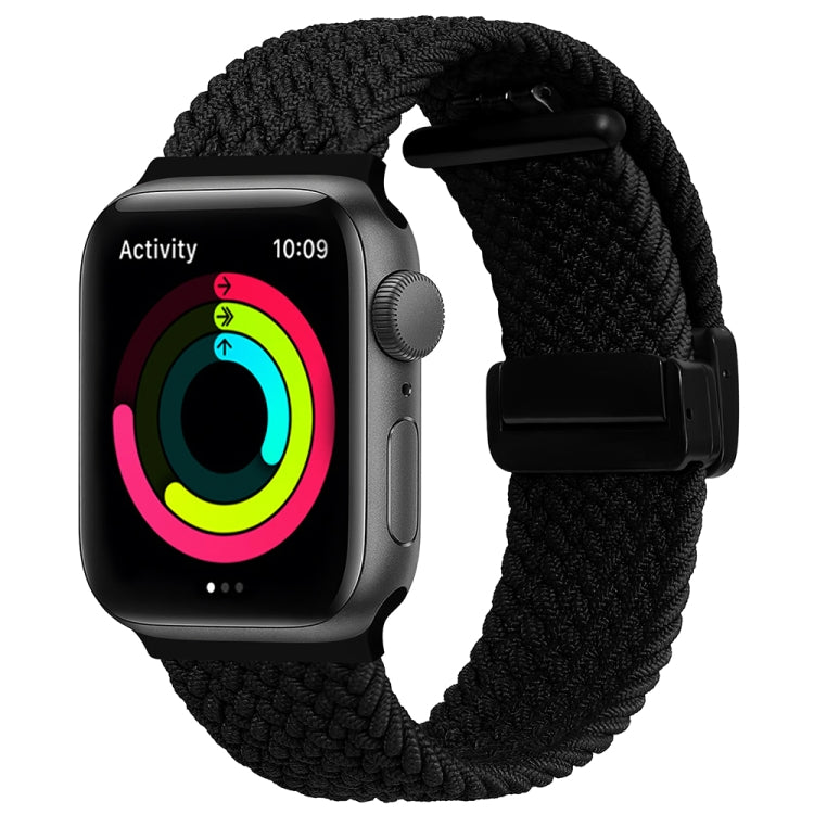 Magnetic Fold Clasp Woven Watch Band For Apple Watch Ultra 49mm(Black) by bashfashion