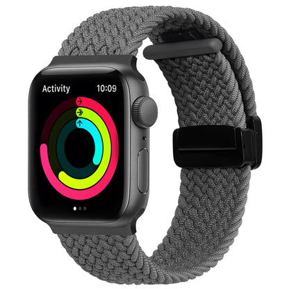 Magnetic Fold Clasp Woven Watch Band For Apple Watch Ultra 49mm(Grey) by bashfashion