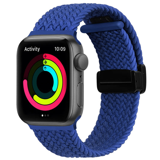 Magnetic Fold Clasp Woven Watch Band For Apple Watch Ultra 49mm(Blue) by bashfashion