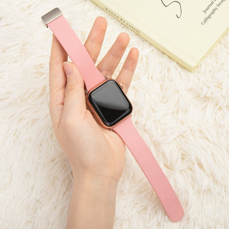 Sheepskin Texture Magnetic Folding Buckle Watch Band For Apple Watch SE 2023 40mm(Pink) by bashfashion
