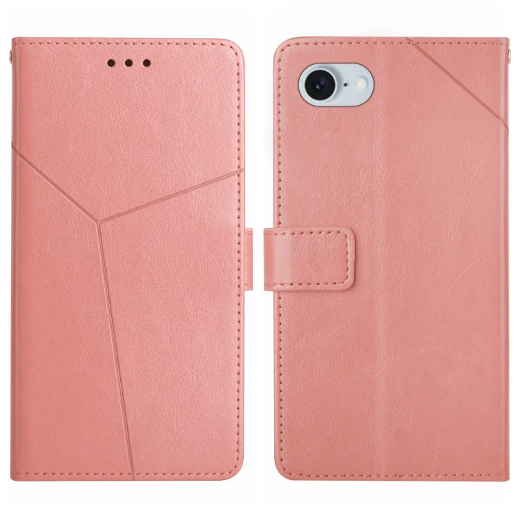 For iPhone SE 2024 HT01 Y-shaped Pattern Flip Leather Phone Case(Pink) by bashfashion