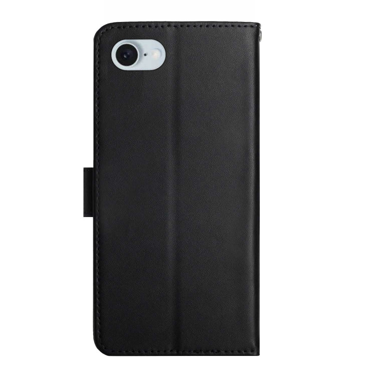 For iPhone 16e Genuine Leather Fingerprint-proof Flip Phone Case(Black) by bashfashion