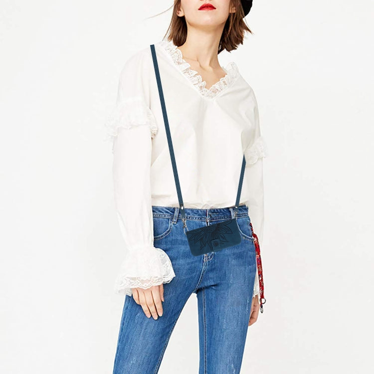 For iPhone 16e Skin Feel Sun Flower Embossed Flip Leather Phone Case with Lanyard(Inky Blue) by bashfashion