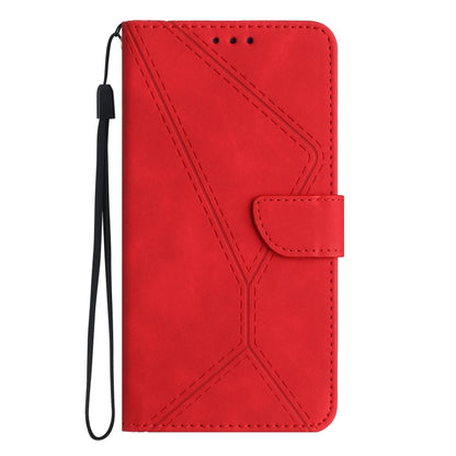 For iPhone 16e Stitching Embossed Leather Phone Case(Red) by bashfashion