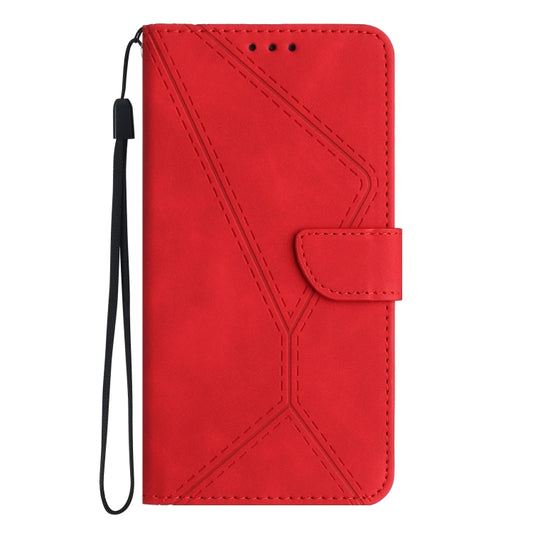 For iPhone 16e Stitching Embossed Leather Phone Case(Red) by bashfashion