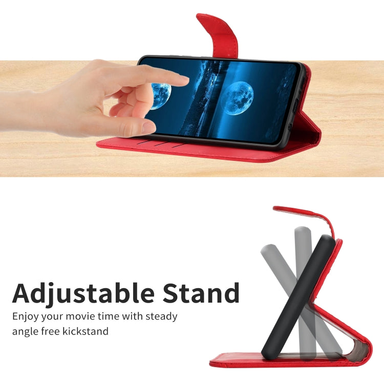 For iPhone 16e Stitching Embossed Leather Phone Case(Red) by bashfashion