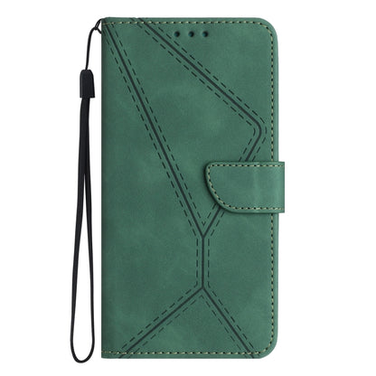 For iPhone 16e Stitching Embossed Leather Phone Case(Green) by bashfashion