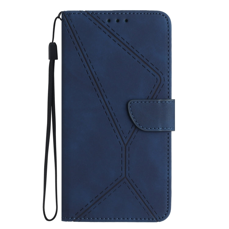 For iPhone 16e Stitching Embossed Leather Phone Case(Blue) by bashfashion