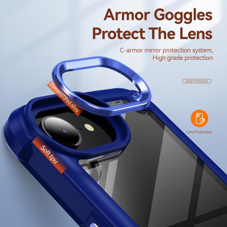 For iPhone 16e TPU + PC Lens Protection Phone Case(Blue) by bashfashion