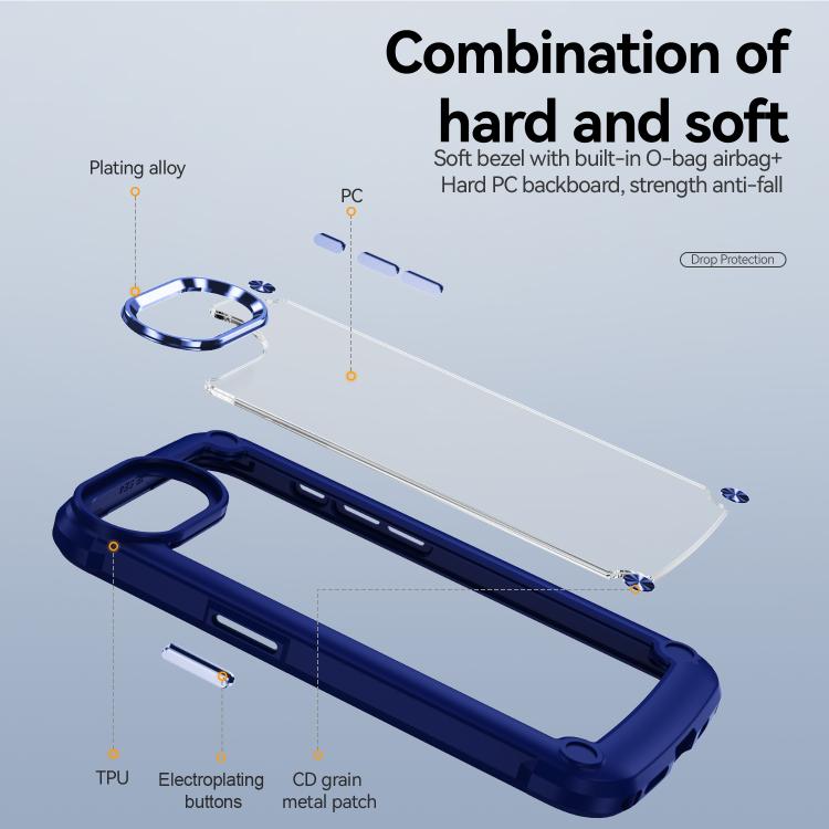 For iPhone 16e TPU + PC Lens Protection Phone Case(Blue) by bashfashion