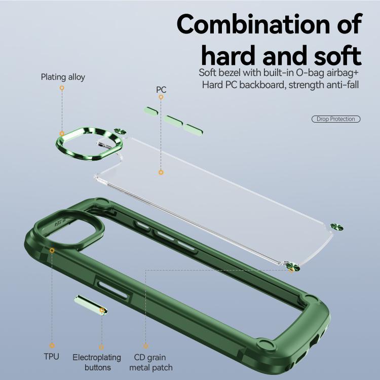 For iPhone 16e TPU + PC Lens Protection Phone Case(Green) by bashfashion