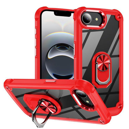 For iPhone 16e TPU + PC Lens Protection Phone Case with Ring Holder(Red) by bashfashion
