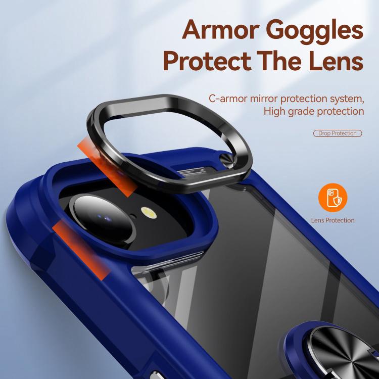 For iPhone 16e TPU + PC Lens Protection Phone Case with Ring Holder(Red) by bashfashion