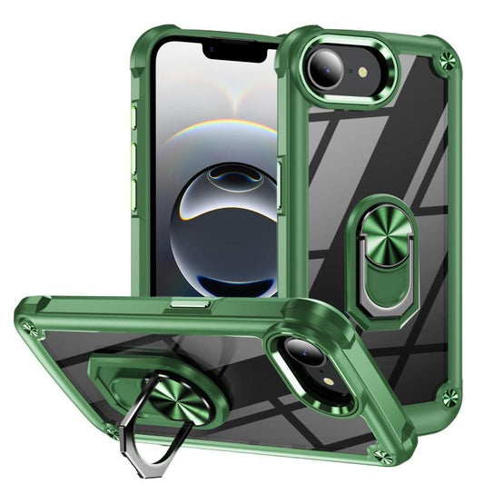 For iPhone 16e TPU + PC Lens Protection Phone Case with Ring Holder(Green) by bashfashion