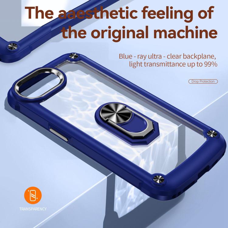 For iPhone 16e TPU + PC Lens Protection Phone Case with Ring Holder(Purple) by bashfashion