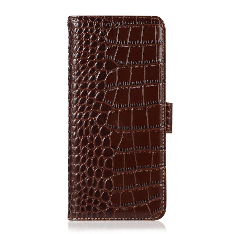 For iPhone 16e Crocodile Top Layer Cowhide Leather Phone Case(Brown) by bashfashion