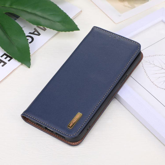 For iPhone 16e KHAZNEH Nappa Top Layer Cowhide Leather Phone Case(Blue) by bashfashion