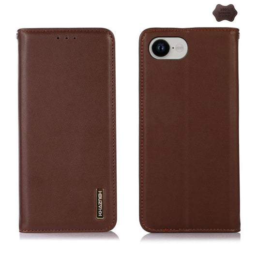 For iPhone 16e KHAZNEH Nappa Top Layer Cowhide Leather Phone Case(Brown) by bashfashion