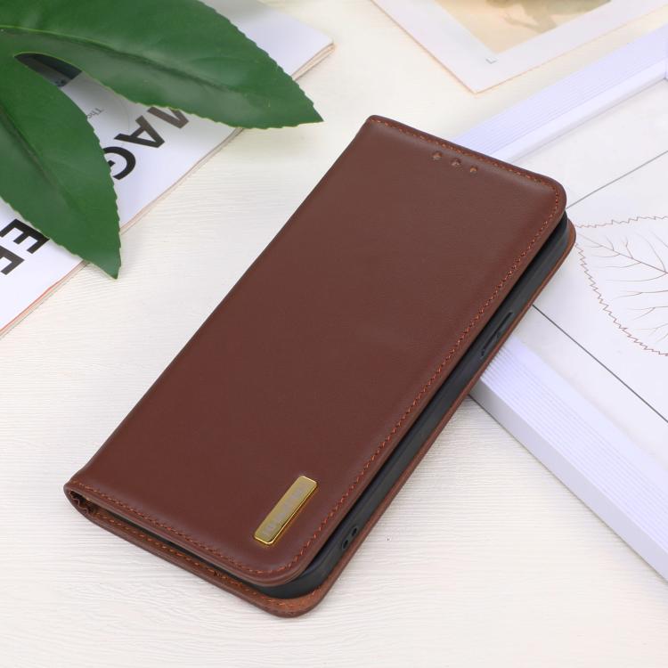 For iPhone 16e KHAZNEH Nappa Top Layer Cowhide Leather Phone Case(Brown) by bashfashion
