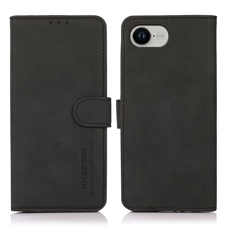 For iPhone 16e KHAZNEH Matte Texture Leather Phone Case(Black) by bashfashion
