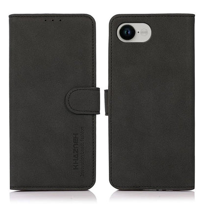 For iPhone 16e KHAZNEH Matte Texture Leather Phone Case(Black) by bashfashion