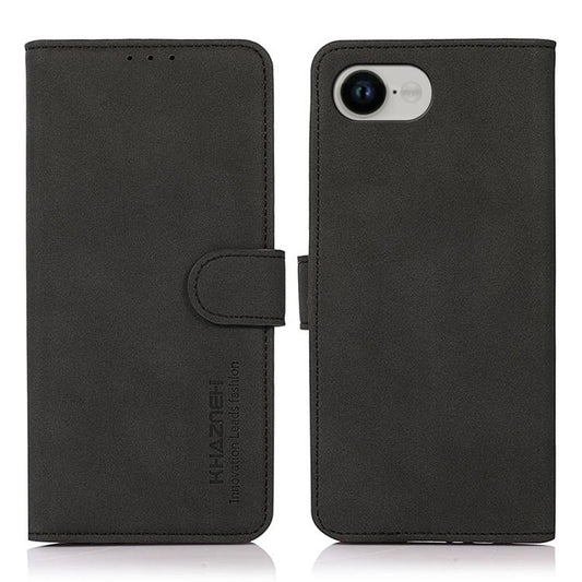 For iPhone 16e KHAZNEH Matte Texture Leather Phone Case(Black) by bashfashion