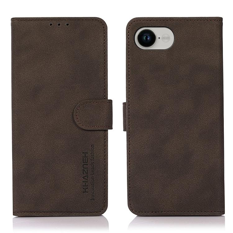 For iPhone 16e KHAZNEH Matte Texture Leather Phone Case(Brown) by bashfashion