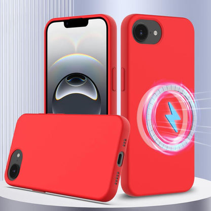 For iPhone 16e Shockproof Silicone Magsafe Phone Case(Red) by bashfashion