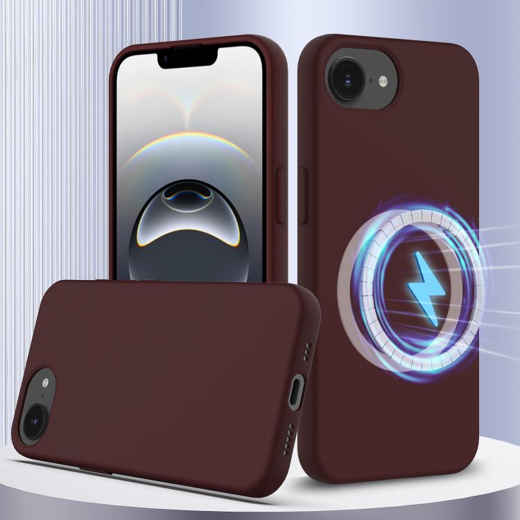 For iPhone 16e Shockproof Silicone Magsafe Phone Case(Plum Color) by bashfashion