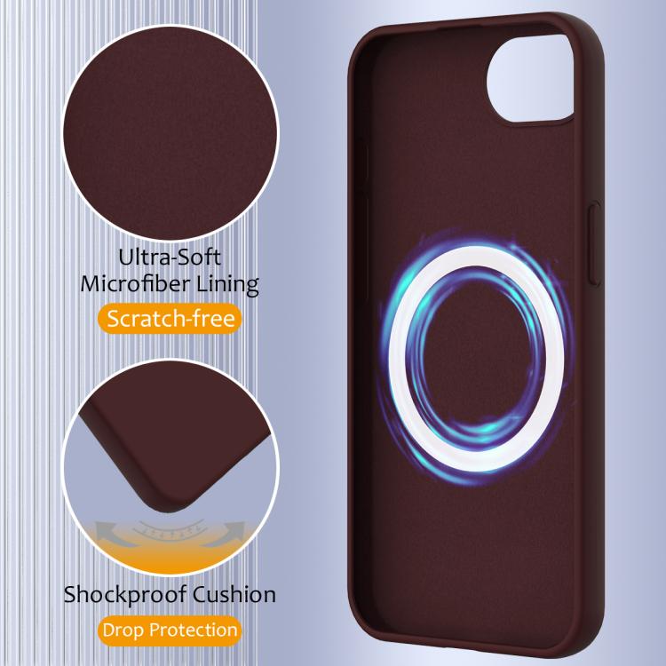 For iPhone 16e Shockproof Silicone Magsafe Phone Case(Plum Color) by bashfashion