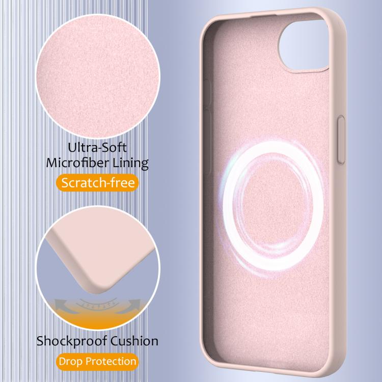 For iPhone 16e Shockproof Silicone Magsafe Phone Case(Sand Pink) by bashfashion
