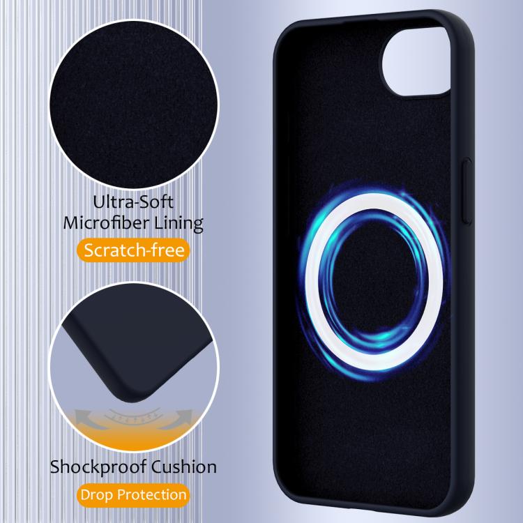 For iPhone 16e Shockproof Silicone Magsafe Phone Case(Navy Blue) by bashfashion