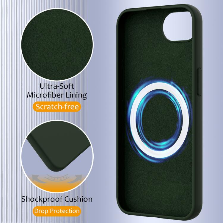 For iPhone 16e Shockproof Silicone Magsafe Phone Case(Dark Green) by bashfashion