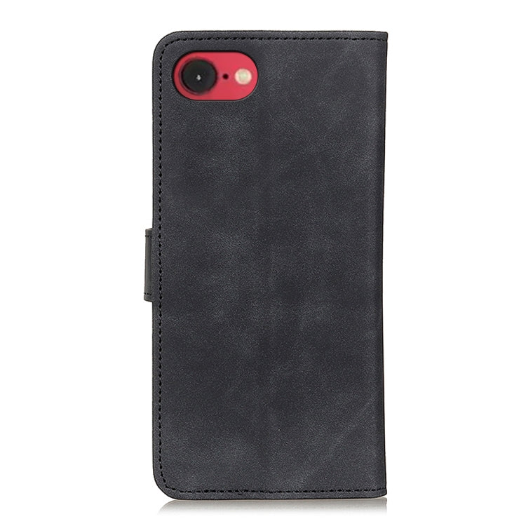 For iPhone 16e KHAZNEH Retro Texture Leather Phone Case(Black) by bashfashion