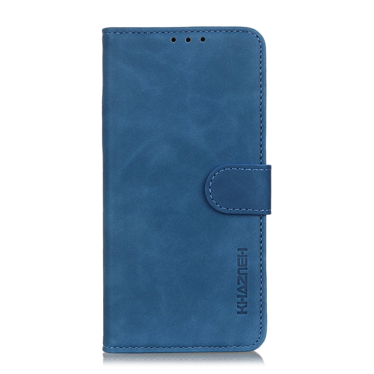For iPhone 16e KHAZNEH Retro Texture Leather Phone Case(Blue) by bashfashion